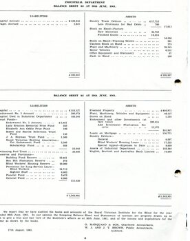 Industrial Department and balance sheet