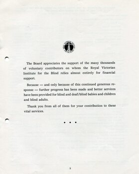 Acknowledgement of charitable donations throughout the year