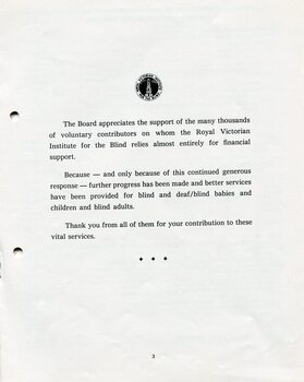 Acknowledgement of charitable donations throughout the year