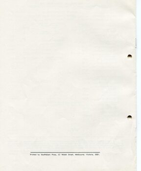 Blank white page with printer information at the base of the page
