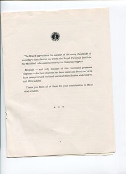 Acknowledgement of charitable donations throughout the year
