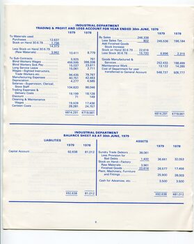 Industrial department profit and loss statement and balance sheet