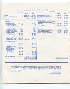 Balance sheet as at the end of the financial year