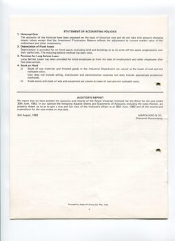 Statement of Accounting policies and Auditor’s Report