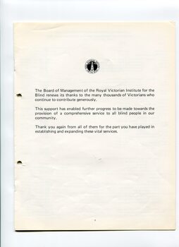 Acknowledgement of charitable donations throughout the year