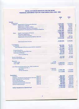 Financial statement including income and expenditure for the year