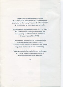Acknowledgement of charitable donations throughout the year