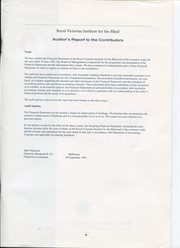 Auditors Report to the Contributors
