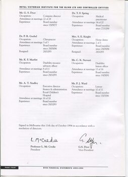 Directors report including names of directors and significant changes