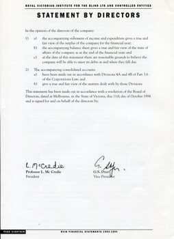Signed Statement by the Director’s 