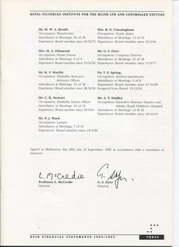 Director’s report including names of directors and significant changes