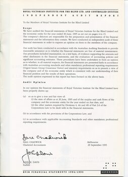 Auditors Report to the Contributors