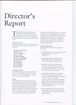 Director’s report including names of directors and significant changes