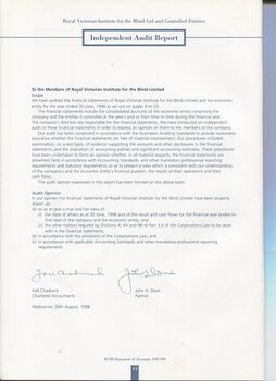 Auditors Report to the Contributors