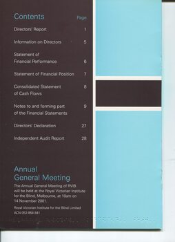 Contents page and notice of Annual General Meeting