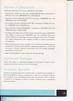 Director’s report including names of directors and significant changes