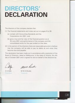 Signed Statement by the Director’s 