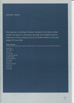 Director’s report including names of directors and significant changes