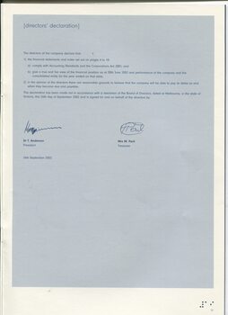 Signed Statement by the Director’s 