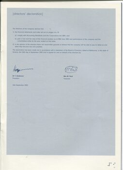 Signed Statement by the Director’s 