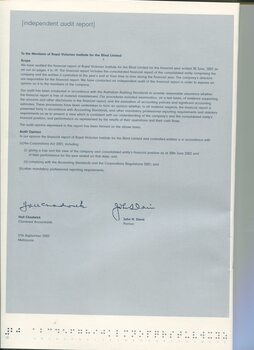 Auditors Report to the Contributors