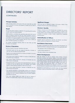 Director’s report including names of directors and significant changes