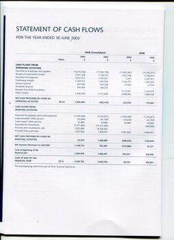Statement of Cash Flow as at the end of the financial year