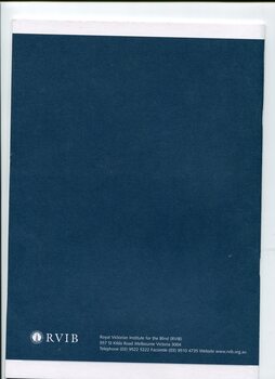 Blank blue page with RVIB information at the base of the page