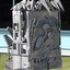 Metal sculpture showing sides depicting Decay, Ruin and Harmony