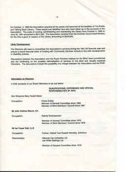 Director’s report including names of directors and review of operations