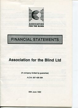 Front page of black writing on white background with AFB logo at top
