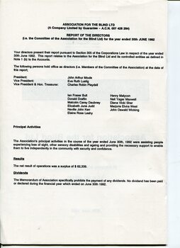 Director’s report including names of directors and review of operations