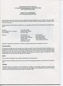 Director’s report including names of directors and review of operations