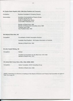 Director’s report including names of directors and review of operations