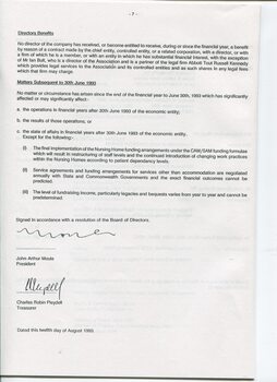 Director’s report including names of directors and review of operations