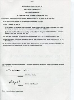 Director’s statement for accounts ended this financial year