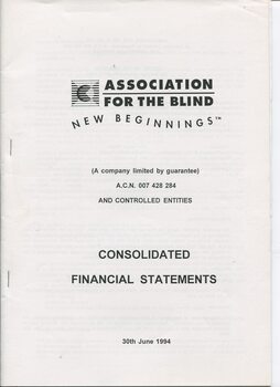 Front page of black writing on white background with AFB logo at top