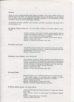 Director’s report including names of directors and review of operations