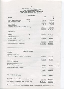 Financial statement including income and expenditure for the year