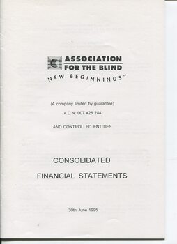Front page of black writing on white background with AFB logo at top
