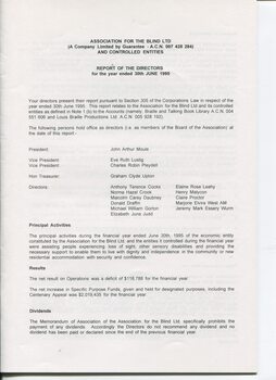 Director’s report including names of directors and review of operations