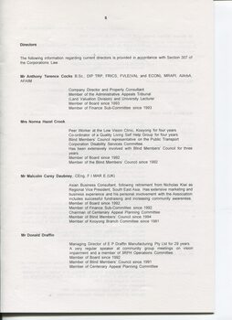 Director’s report including names of directors and review of operations