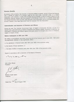 Director’s report including names of directors and review of operations