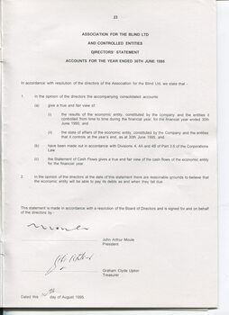 Director’s statement for accounts ended this financial year