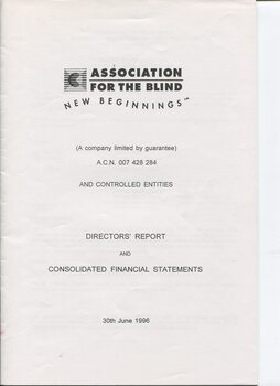 Front page of black writing on white background with AFB logo at top
