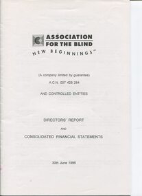 Front page of black writing on white background with AFB logo at top