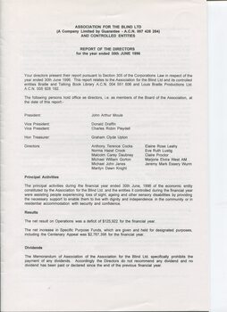 Director’s report including names of directors and review of operations