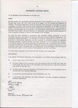 Auditors Report to the Association for the Blind Ltd