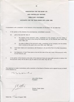 Director’s statement for accounts ended this financial year