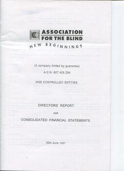 Front page of black writing on white background with AFB logo at top